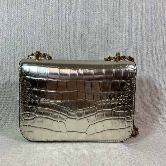 NEW Tory Burch Eleanor Gold Embossed Leather Small Convertible Shoulder Bag AUTH - Picture 5 of 16